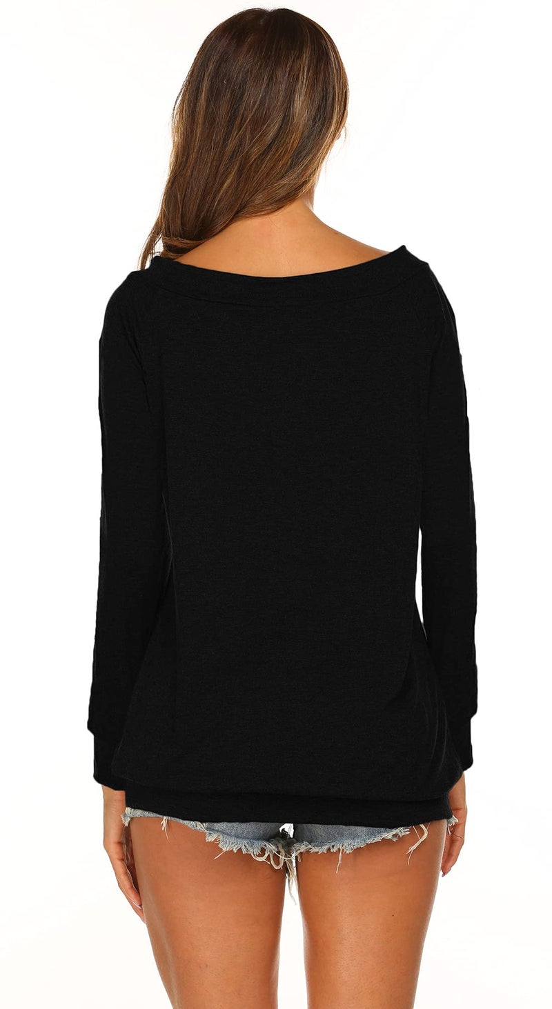 Halife Off The Shoulder Tops for Women Long Sleeve Black Tops and Blouses Plus Size (XL, Black) - Image 5